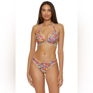 NEW BECCA Las Palmas Halter Top & Las Palmas Adela Swim Bottoms Size Small Retro